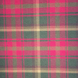 Swatch of Maple Leaf tartan on a green field featuring red and yellow bands