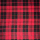 Square swatch red and black Menzies print tartan plaid fabric