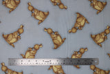 Flat swatch kangaroo fabric (pale grey fabric with tossed mama and joey kangaroos looking at one another lovingly)