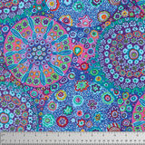 Swatch of millefiori printed fabric in aqua