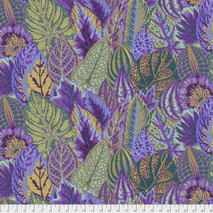 Group swatch coleus leaves printed fabric in various colours