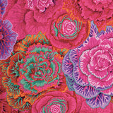 Swatch of floral printed fabric in red