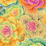 Swatch of floral printed fabric in yellow