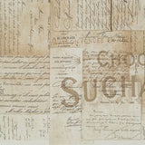 Swatch of vintage collage printed fabric in French script