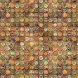 Swatch of vintage collage printed fabric in top shop (bottle caps)