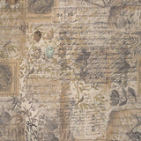 Swatch of vintage collage printed fabric in eggs & nests