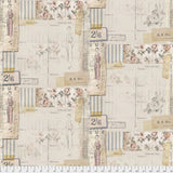 Swatch of vintage collage printed fabric in Vogue