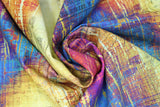Swirled swatch Portland street fabric (yellow fabric with rust, blue, purple, red distress marks/weathered look and subtle black writing/text)