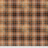 Flat swatch Wicked fabric (worn look white, orange and black plaid fabric)