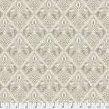 Square swatch Pure Trellis fabric (cream/grey coloured fabric with intricate floral and greenery in diamond shapes allover)