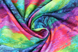 Swirled swatch Mayla fabric (deep watercolour blend look fabric in green, blue, purple, orange, pink, teal)