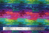 Flat swatch Mayla fabric (deep watercolour blend look fabric in green, blue, purple, orange, pink, teal)