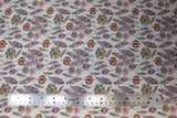 Flat swatch of Mohican printed fabric in feathers