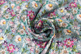 Swirled swatch printed fabric in flowers