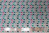 Flat swatch of handmade print fabric in yarn