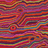 Swatch of Jupiter printed fabric in red