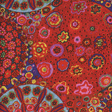 Swatch of millefiori printed fabric in red