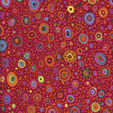 Swatch of multi-coloured Roman glass printed fabric in red