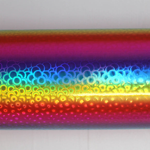 Roll of iridescent rainbow coloured PVC