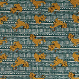 Square swatch The Lion King fabric (white/teal tribal pattern design fabric with tossed Simba characters)