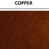 Metallic effect vinyl swatch in shade copper with label
