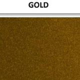 Metallic effect vinyl swatch in shade gold with label