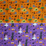 Group swatch assorted Wizard of Oz themed fabrics in various styles/colours