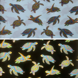 Group swatch assorted Hooked on Fish themed fabrics in various colours