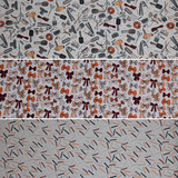 Group swatch assorted Hair themed fabrics in various styles/colours