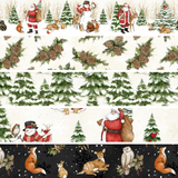 Group swatch assorted Winter Forest fabrics in various styles/colours