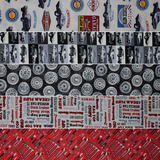 Group swatch assorted American Muscle themed fabrics in various styles/colours