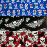 Group swatch assorted Suzi Q Novelty Prints in various styles/colours