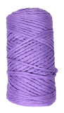 Ball of Phentex Slipper and Craft Yarn out of packaging (black currant: light pale purple)
