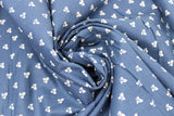 Swirled swatch Blueberry Buckle (and floral) themed fabric in White Leaves on Dark Blue