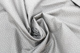 Swirled swatch Blueberry Buckle (and floral) themed fabric in White Dots on Grey