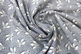 Swirled swatch Blueberry Buckle (and floral) themed fabric in White Leaves & Blueberries on Blue