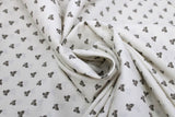 Swirled swatch Blueberry Buckle (and floral) themed fabric in Grey Leaves on White