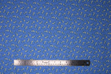 Flat swatch blue fabric (blue fabric with tiny white cartoon/illustrative style mice tossed allover)