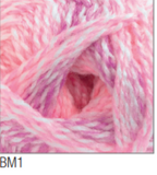 Swatch of Baby Marble DK yarn in shade BM1 (pale pink and purple shades)