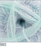 Swatch of Baby Marble DK yarn in shade BM3 (pale blue and purple shades)