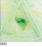 Swatch of Baby Marble DK yarn in shade BM4 (pale yellow and green shades)