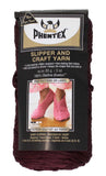 Ball of Phentex Slipper and Craft Yarn in packaging (burgundy)