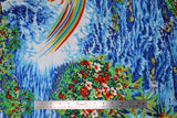 Flat swatch California themed fabric in Blue Lagoon