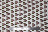 Flat swatch Celebrate America! printed fabric in Little Barns & American Flags on White