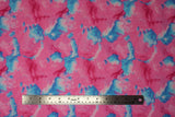 Flat swatch Cotton Candy fabric (white fabric with pink and blue marbling/dyed look)