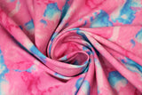 Swirled swatch Cotton Candy fabric (white fabric with pink and blue marbling/dyed look)