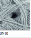 Swatch of DK with Merino yarn in shade DM10 (light blue/grey)