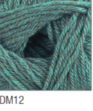 Swatch of DK with Merino yarn in shade DM12 (medium faded turquoise)