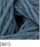 Swatch of DK with Merino yarn in shade DM15 (dark faded blue)