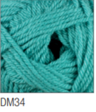 Swatch of DK with Merino yarn in shade DM34 (faded light teal)